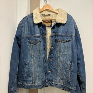 Zara Blue Denim Jacket with Cream Sherpa Lining